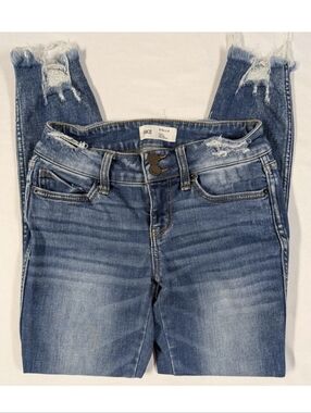 BKE Stella Ankle Skinny Jeans Size 26 Low Rise Distressed Frayed Hem ABK3041A
